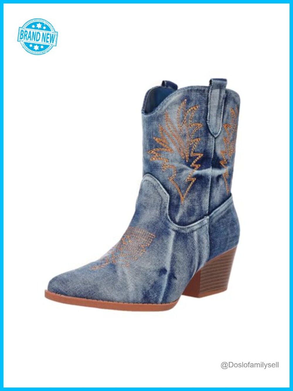 Western Cowgirl Ankle Booties with Pointe Toe and Low Heel